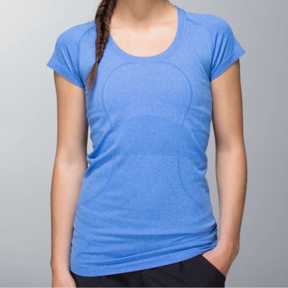 Lululemon Run: Swiftly Tech Short Sleeve Scoop Size 10 Heathered Blue